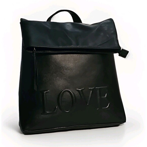 Brash Handbags - Brash Ladies' Black Faux Leather Embossed Love Backpack